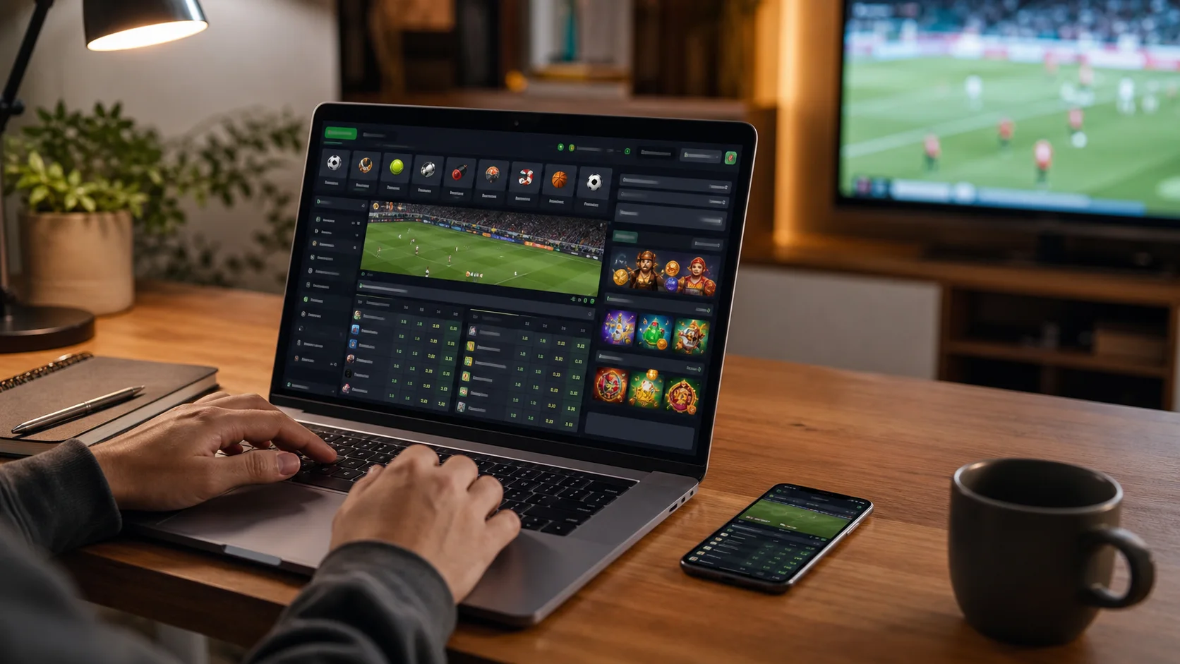 Plataforma sbobet em notebook e celular com apostas esportivas e cassino online